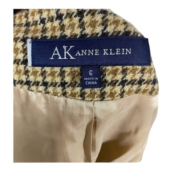 Anne Klein Tweed Check Cropped Blazer Jacket 100% Lamb Wool Size 6 - Picture 8 of 10